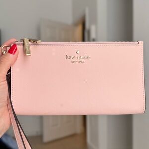Kate Spade Madison Double Zip Wristlet Wallet Phone Case Conch Pink